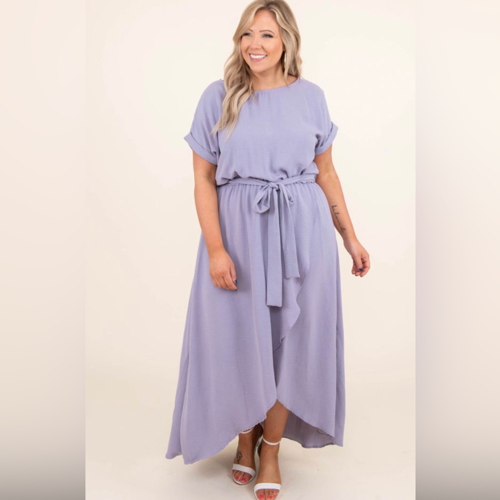 Purple plus size roll up maxi dress